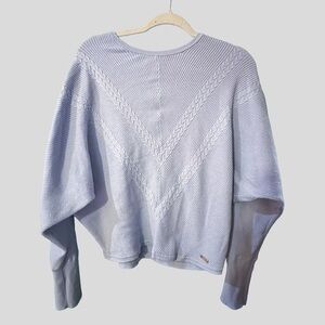 Tahari Light Blue Knit Sweater with Chevron Rib Detail – Size M